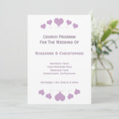 Lilac Hearts Design Wedding Programm (Stehend Vorderseite)