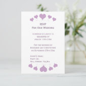 Lilac Hearts Design Wedding RSVP Karte (Stehend Vorderseite)