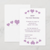 Lilac Hearts Design Wedding RSVP Karte (Vorne/Hinten)