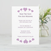 Lilac Hearts Design Wedding Save The Date (Stehend Vorderseite)