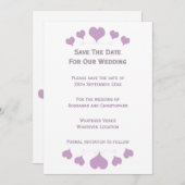 Lilac Hearts Design Wedding Save The Date (Vorne/Hinten)