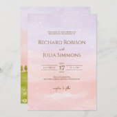 LILAC Hochzeit Einladung / Wasserfarbe Lila Rosa (Vorne/Hinten)