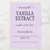 Lilac Homemade handgefertigte Vanilla Extrahierung Lebensmitteletikett (Einzelnes Label)