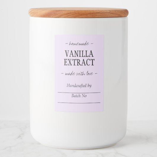 Lilac Homemade handgefertigte Vanilla Extrahierung Lebensmitteletikett (Vorderseite)