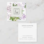 Lilac Hütte Garden Wasserfarbe Blumenstempel Logo Quadratische Visitenkarte (Vorne/Hinten)