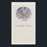 Lilac Hydrangea Garden Party Guest Towels Serviette<br><div class="desc">Elevate your entertaining with these elegant lilac hydrangea garden party guest towels, designed to bring soft floral charm to any celebration. The delicate watercolor hydrangea artwork is beautifully set against a warm ivory background on premium ecru paper napkins, creating a refined and timeless look for your table or powder room....</div>