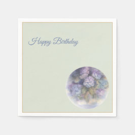 Lilac Hydrangea Happy Birthday Cocktail Napkins Serviette