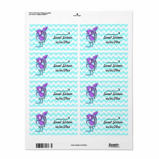 Lilac/Ice Blue Reptilian Bird Water Flasche (Vorne)