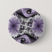 Lilac Illusion Abstraktes florales Fraktal Kunstfa Button (Vorderseite)