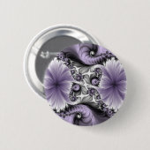 Lilac Illusion Abstraktes florales Fraktal Kunstfa Button (Vorne & Hinten)