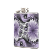 Lilac Illusion Abstraktes florales Fraktal Kunstfa Flachmann (Links)