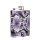 Lilac Illusion Abstraktes florales Fraktal Kunstfa Flachmann (Rechts)