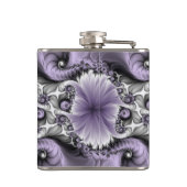Lilac Illusion Abstraktes florales Fraktal Kunstfa Flachmann (Rückseite)