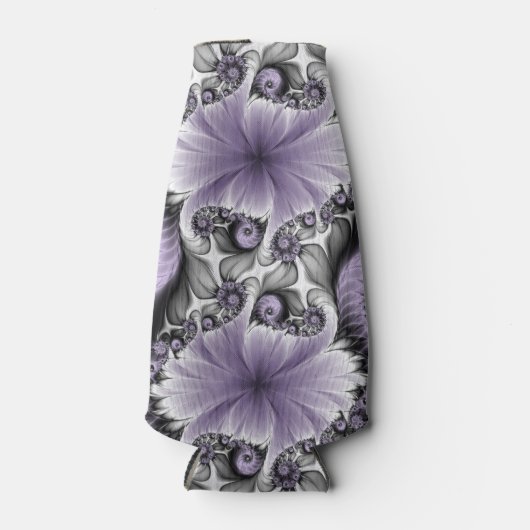 Lilac Illusion Abstraktes florales Fraktal Kunstfa Flaschenkühler (Vorderseite)