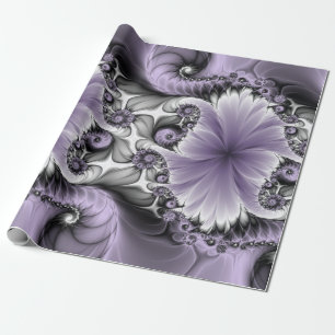 Lilac Illusion Abstraktes florales Fraktal Kunstfa Geschenkpapier