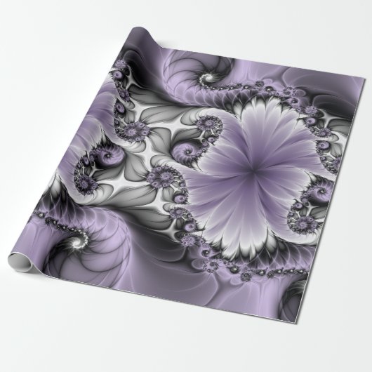 Lilac Illusion Abstraktes florales Fraktal Kunstfa Geschenkpapier (Ungerollt)