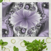 Lilac Illusion Abstraktes florales Fraktal Kunstfa Geschirrtuch (Gefaltet)