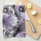 Lilac Illusion Abstraktes florales Fraktal Kunstfa Geschirrtuch (Viertel Falte)