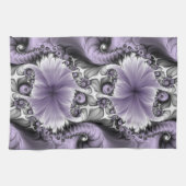 Lilac Illusion Abstraktes florales Fraktal Kunstfa Geschirrtuch (Horizontal)