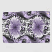 Lilac Illusion Abstraktes florales Fraktal Kunstfa Golfhandtuch (Horizontal)
