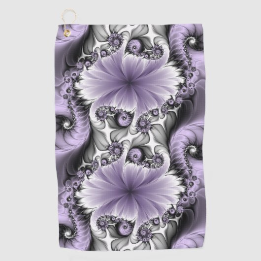 Lilac Illusion Abstraktes florales Fraktal Kunstfa Golfhandtuch (Vorderseite)