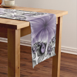 Lilac Illusion Abstraktes florales Fraktal Kunstfa Großer Tischläufer
