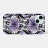Lilac Illusion Abstraktes florales Fraktal Kunstfa iPhone 15 Hülle (Rückseite (Horizontal))