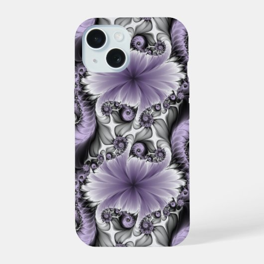 Lilac Illusion Abstraktes florales Fraktal Kunstfa iPhone 15 Hülle (Rückseite)