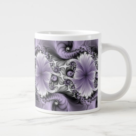 Lilac Illusion Abstraktes florales Fraktal Kunstfa Jumbo-Tasse (Rechts)