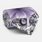Lilac Illusion Abstraktes florales Fraktal Kunstfa Krawatte (Gerollt)