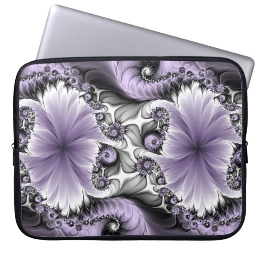 Lilac Illusion Abstraktes florales Fraktal Kunstfa Laptopschutzhülle (Vorderseite)