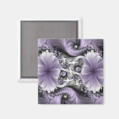 Lilac Illusion Abstraktes florales Fraktal Kunstfa Magnet (Vorderseite/Rückseite)