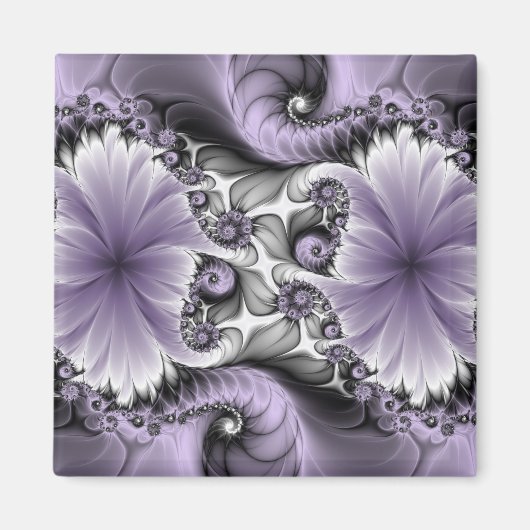 Lilac Illusion Abstraktes florales Fraktal Kunstfa Magnet (Vorne)