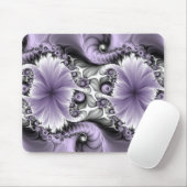 Lilac Illusion Abstraktes florales Fraktal Kunstfa Mousepad (Mit Mouse)
