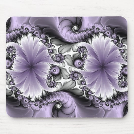 Lilac Illusion Abstraktes florales Fraktal Kunstfa Mousepad (Vorne)