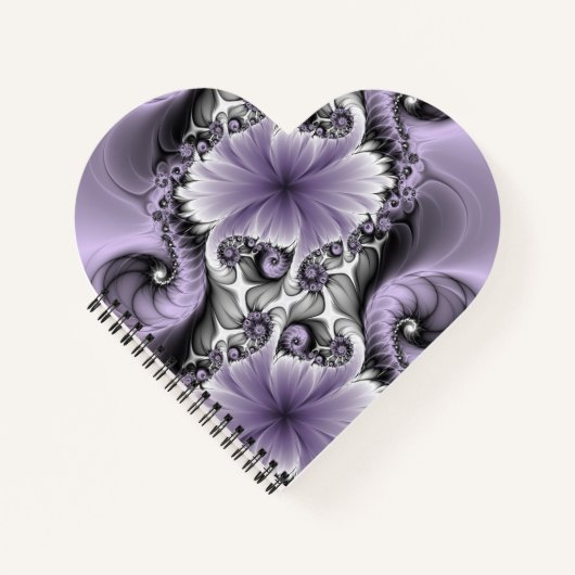 Lilac Illusion Abstraktes florales Fraktal Kunstfa Notizblock (Vorderseite)