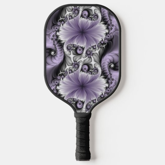Lilac Illusion Abstraktes florales Fraktal Kunstfa Pickleball Schläger (Vorderseite)