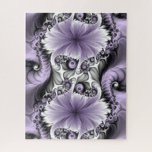 Lilac Illusion Abstraktes florales Fraktal Kunstfa Puzzle (Vertikal)