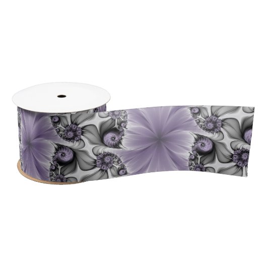 Lilac Illusion Abstraktes florales Fraktal Kunstfa Satinband (Spule)