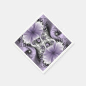 Lilac Illusion Abstraktes florales Fraktal Kunstfa Serviette (Ecke)
