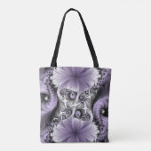 Lilac Illusion Abstraktes florales Fraktal Kunstfa Tasche (Rückseite)