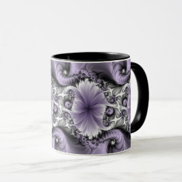 Lilac Illusion Abstraktes florales Fraktal Kunstfa Tasse