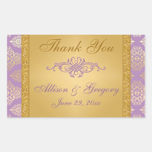 Lilac, IMITAT Glitzer, Damaskochbüffet Rechteckiger Aufkleber (Vorderseite)