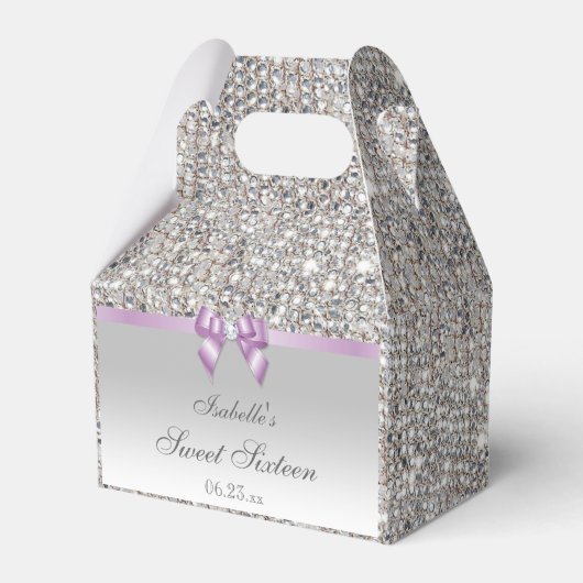 Lilac Imitats Bow Silver Sequins Sweet 16 Geschenkschachtel (Vorderseite)