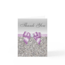 Lilac Imitats Bow Silver Sequins Vielen Dank