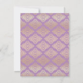 Lilac, IMITATS Gold Glitzer, Damask Scroll RSVP Ka Karte (Rückseite)