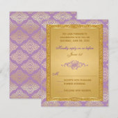Lilac, IMITATS Gold Glitzer, Damask Scroll RSVP Ka Karte (Vorne/Hinten)