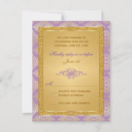 Lilac, IMITATS Gold Glitzer, Damask Scroll RSVP Ka Karte