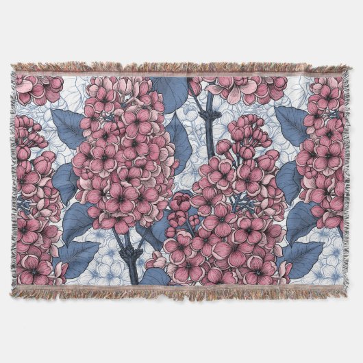 Lilac in Rosa und Blau Decke (Vorderseite)
