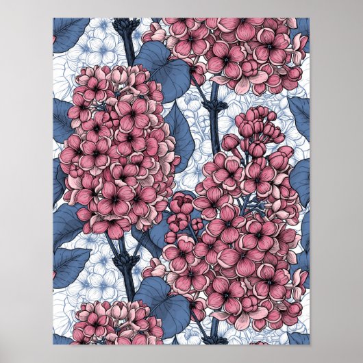 Lilac in Rosa und Blau Poster (Vorne)